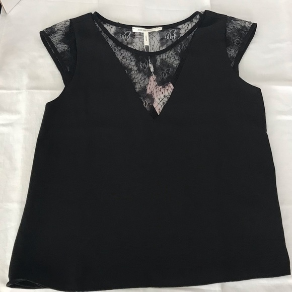 NWT Avec Les Filles Black Lined Top. Size Small - Picture 1 of 10